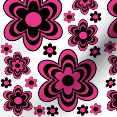 Hot Pink Floral Abstract Wild Flowers