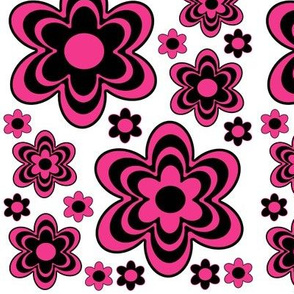 Hot Pink Floral Abstract Wild Flowers