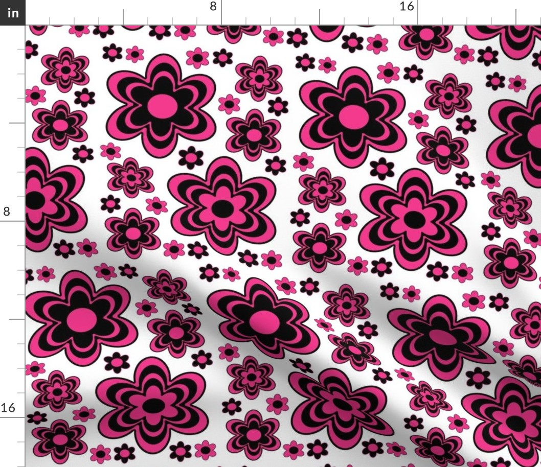 Hot Pink Floral Abstract Wild Flowers