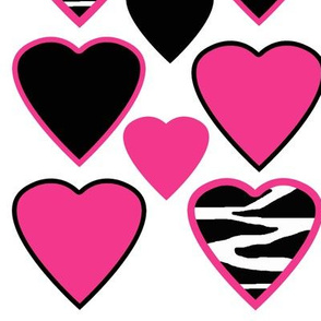 Hot Pink Zebra Animal Print Hearts 