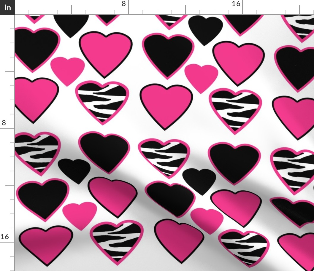 Hot Pink Zebra Animal Print Hearts 