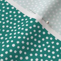 White spots on teal green