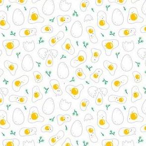 Egg breakfast pattern on white background