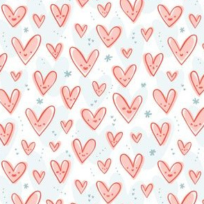 Happy pink hearts pattern