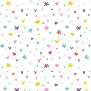 Abstract confetti, hearts and stars