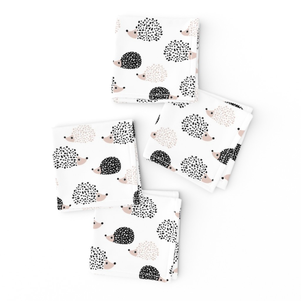 Scandinavian sweet hedgehog illustration for kids gender neutral black and white