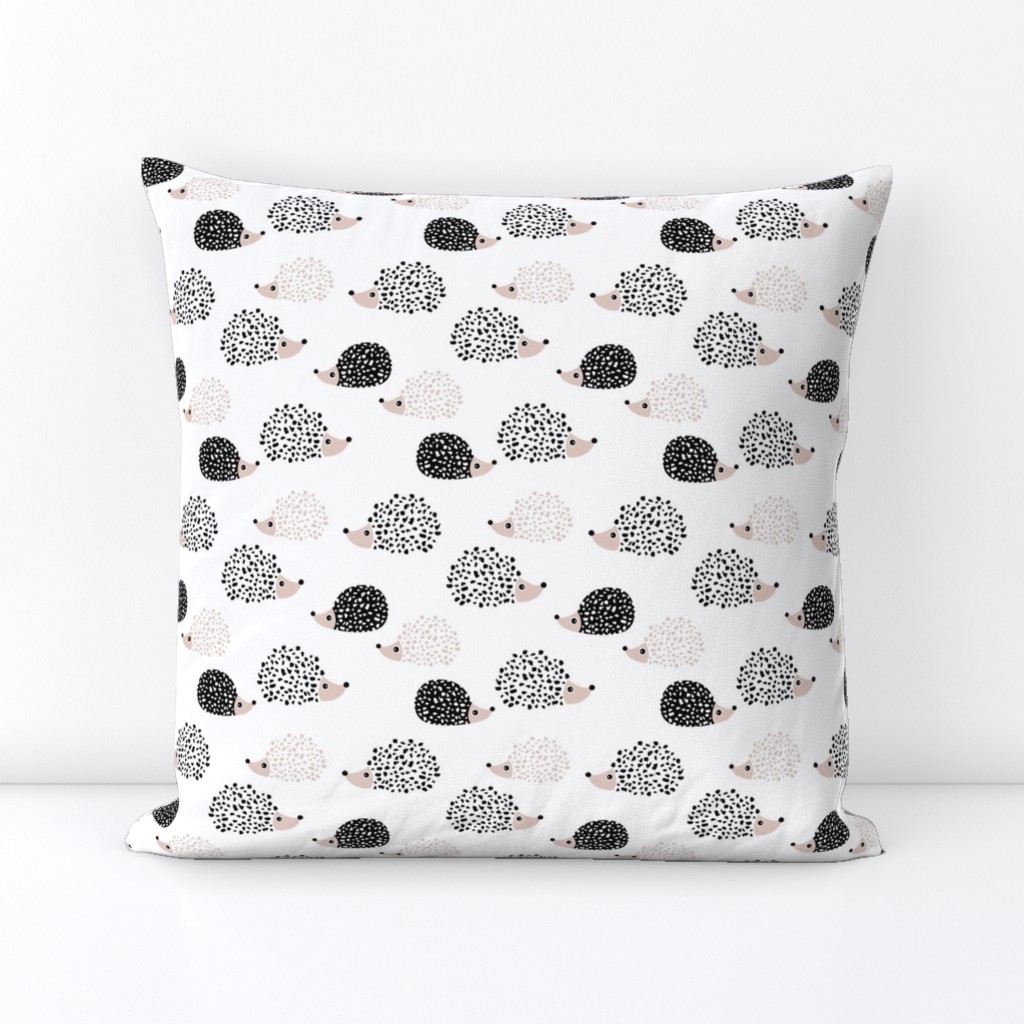 Scandinavian sweet hedgehog illustration for kids gender neutral black and white