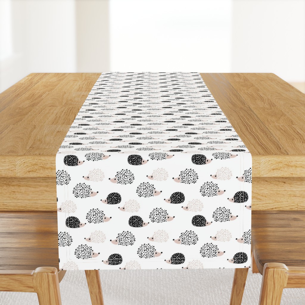 Scandinavian sweet hedgehog illustration for kids gender neutral black and white