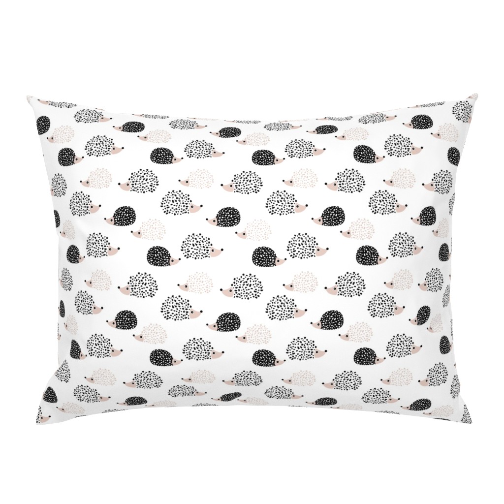 Scandinavian sweet hedgehog illustration for kids gender neutral black and white