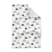 Scandinavian sweet hedgehog illustration for kids gender neutral black and white