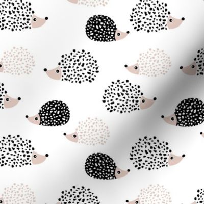 Scandinavian sweet hedgehog illustration for kids gender neutral black and white