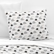 Scandinavian sweet hedgehog illustration for kids gender neutral black and white