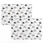 Scandinavian sweet hedgehog illustration for kids gender neutral black and white