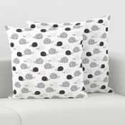 Scandinavian sweet hedgehog illustration for kids gender neutral black and white