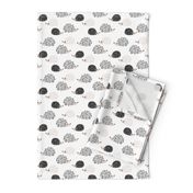 Scandinavian sweet hedgehog illustration for kids gender neutral black and white