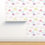 Scandinavian sweet hedgehog illustration for kids colorful spring