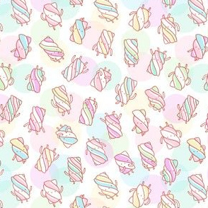 Marshmallow characters pattern on abstract background