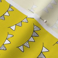 Happy birthday party garland kids geometric scandinavian gender neutral black and white yellow