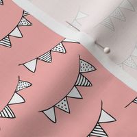 Happy birthday party garland kids geometric scandinavian soft pink for girls