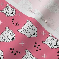 Cool leopard safari animals sweet baby panther love geometric kids illustration pink