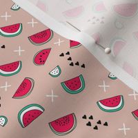 Summer watermelon fruit illustration fun kids design in colorful red and pink XS