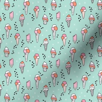 Cute ice cream popsicle cream candy dream kids illustration i love summer scandinavian style pattern mint pink XS