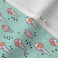 Cute ice cream popsicle cream candy dream kids illustration i love summer scandinavian style pattern mint pink XS