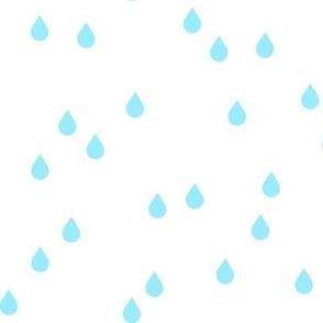 Clouds + Rain - Rain Drops Aqua on White