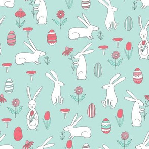 bunnies // easter bunny pink and mint cute kids easter spring