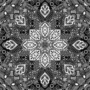 Gypsy Lace White on Black Doodle Pattern