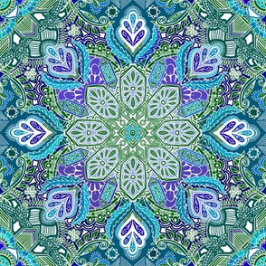 Peacock Summer Mandala Doodle Pattern