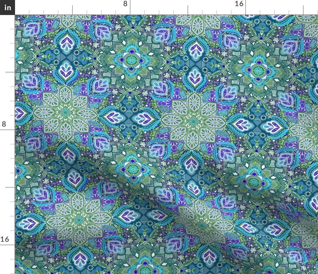 Peacock Summer Mandala Doodle Pattern