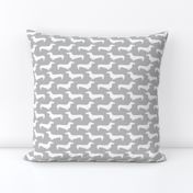 sausage dog wiener dog doxie dachshund cute grey and white nursery baby dog pet dog dogs pillow 