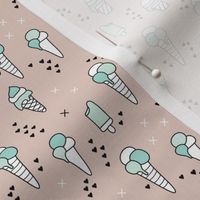 Cute ice cream popsicle cream candy dream kids illustration i love summer scandinavian style gender neutral mint beige XS