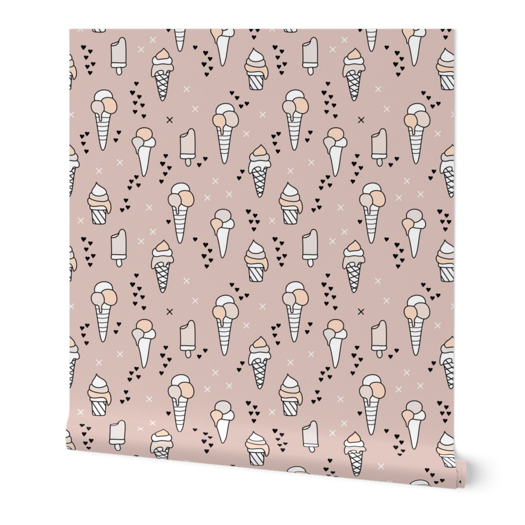 Cute ice cream popsicle cream candy dream kids illustration i love summer scandinavian style pattern gender neutral beige XS