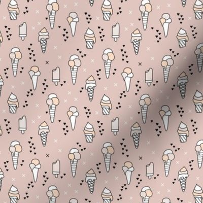 Cute ice cream popsicle cream candy dream kids illustration i love summer scandinavian style pattern gender neutral beige XS