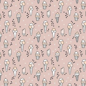 Cute ice cream popsicle cream candy dream kids illustration i love summer scandinavian style pattern gender neutral beige XS