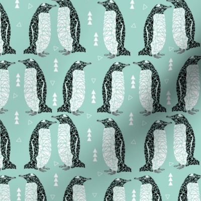 penguin geometric animal mint black white