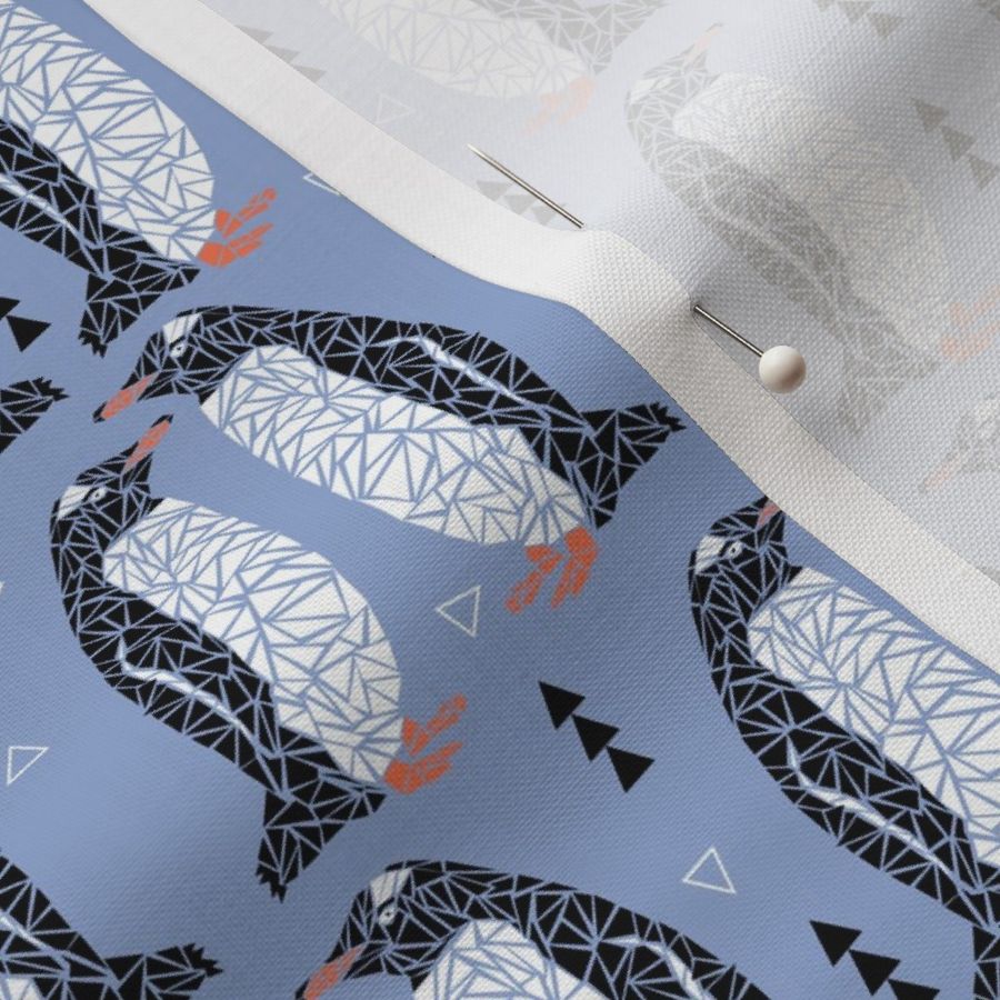 geometric penguin bird blue white black