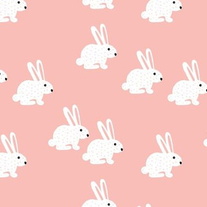 Sweet pastel bunny rabbit kids pastel scandinavian style illustration print pink
