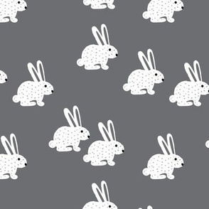 Sweet pastel bunny rabbit kids pastel scandinavian style illustration print gray