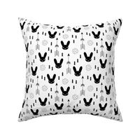 Sweet black and white bunny indian summer and geometric details scandinavian style spring design for kids