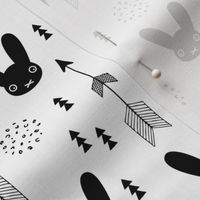 Sweet black and white bunny indian summer and geometric details scandinavian style spring design for kids