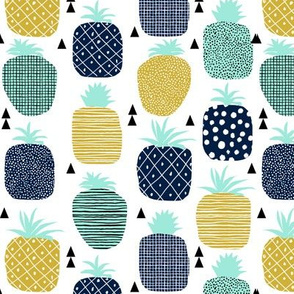 pineapple tropical fruit summer navy blue