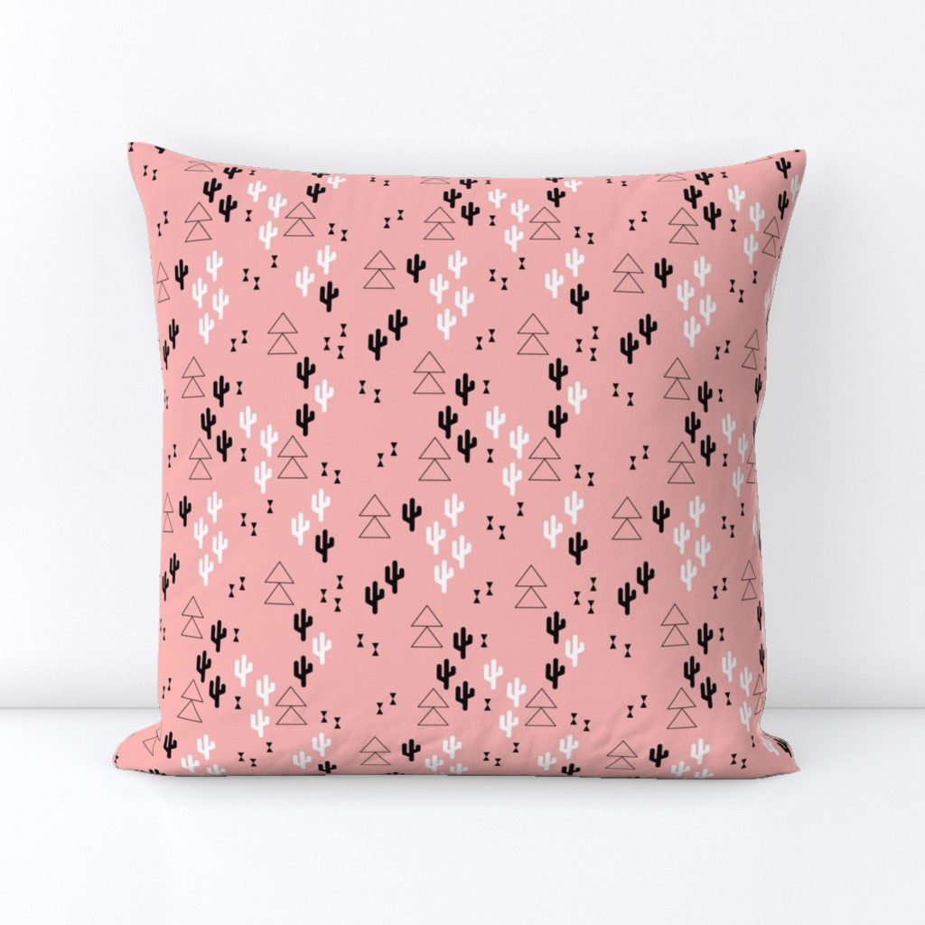 Geometric cactus scandinavian trend triangle design soft pink for girls