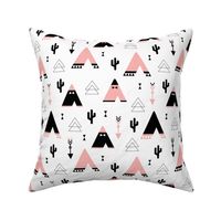 Teepee tent arrows and cactus garden cool kids geometric scandinavian style print pink girls