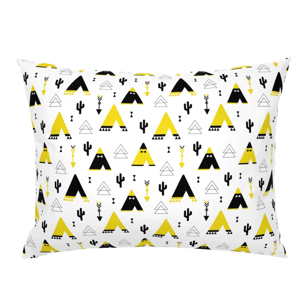 Teepee tent arrows and cactus garden cool kids geometric scandinavian style print gender neutral yellow