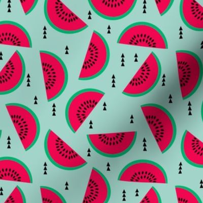 watermelons mint pastel fruit geometric triangles