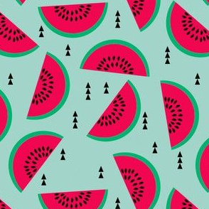 watermelons mint pastel fruit geometric triangles