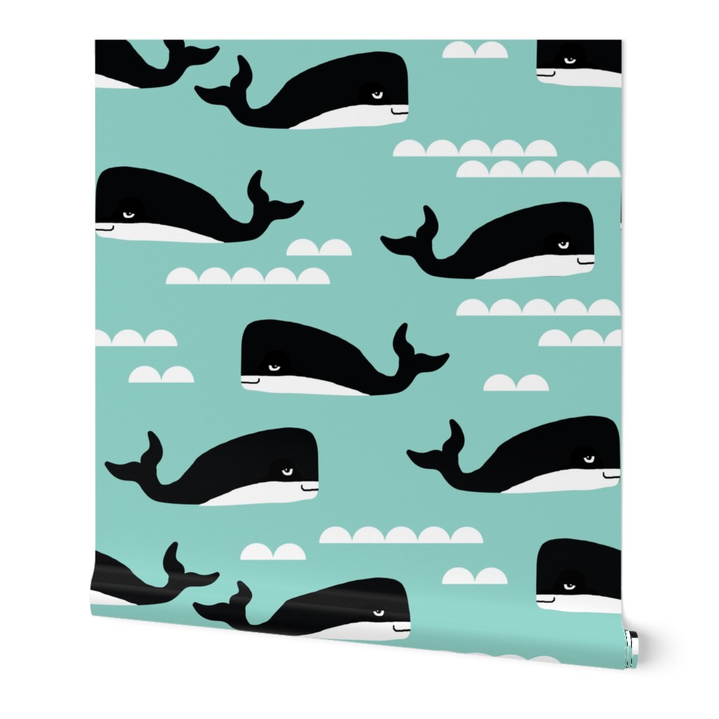 whales whale mint kids ocean summer tropical waters wave 